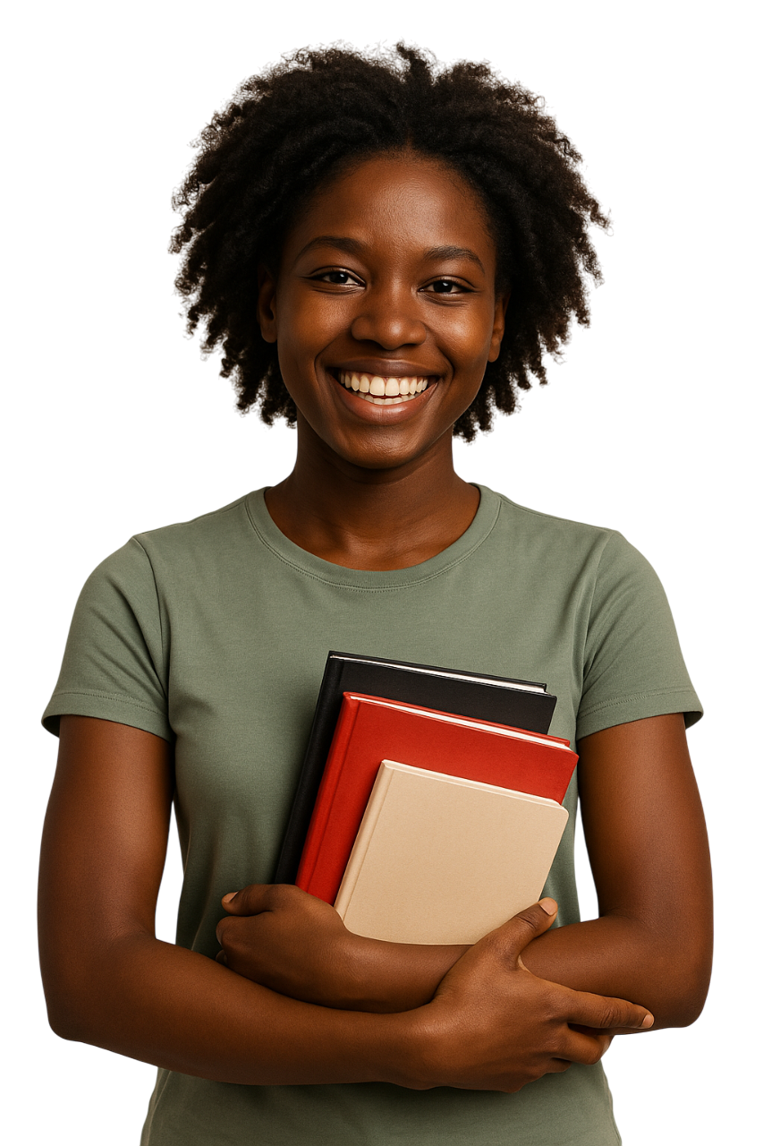 Aluna angolana do ensino médio usando app escolar digital Synexa-SIS para consultar notas online